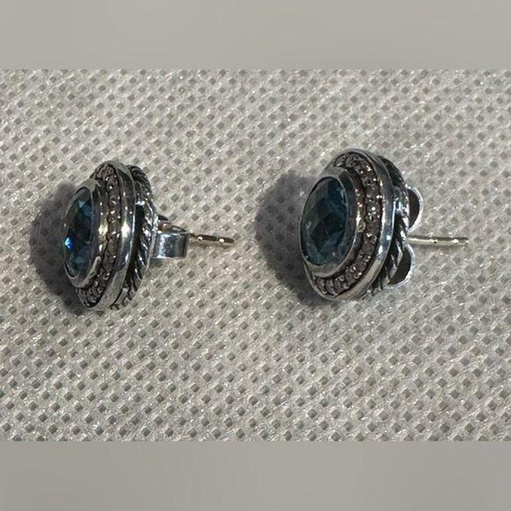 David Yurman blue topaz and diamond Cerise earrings & pendant set - Picture 7 of 8